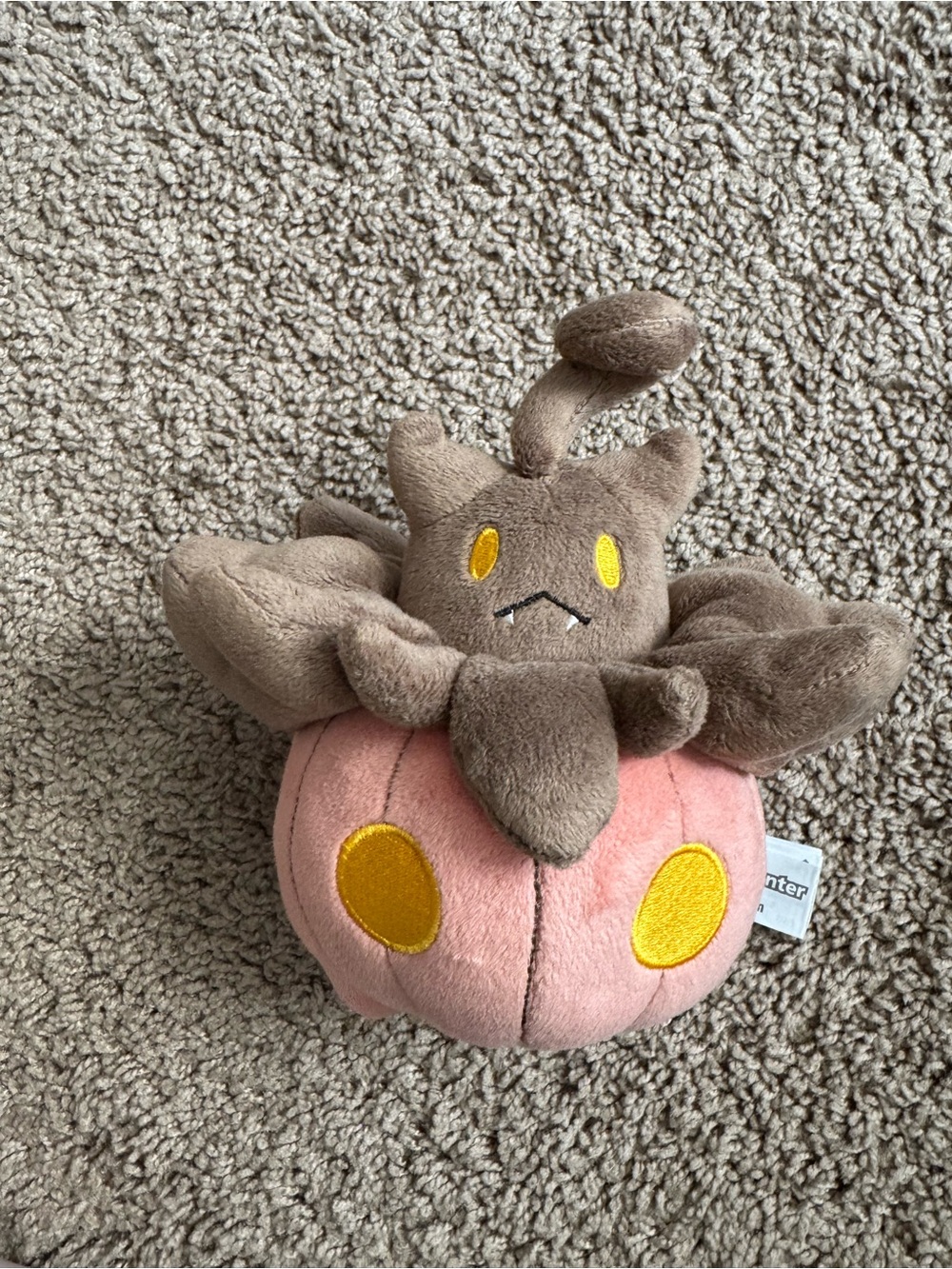 Pokemon Pumpkaboo Plush - Brown and Pink with Yellow Eyes